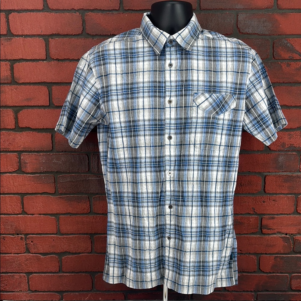 Khl Shirt Mens Medium Short Sleeve Checkered Button Down